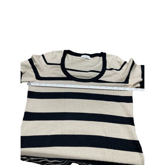 Calvin Klein Women’s Tan and Black Striped Half Sleeve Knit Mini Dress, Size M - Picture 9 of 15